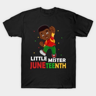 Kids Little Mister Juneteenth Cute Melanin Pride African American T-Shirt